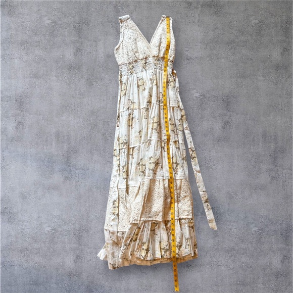 Annabella Cream Floral Cotton Maxi Dress Boho Dress Size M/L NWOT - Picture 14 of 16